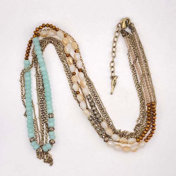 CHLOE + ISABEL Multi-Strand Gemstone Necklace Bead Crystal Glass Gold Tone 32" - Picture 6 of 9